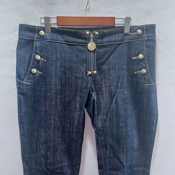 Rocawear Women's Low Rise Bootcut Jeans Size 5 Gold Buttons & Gold Zipper Y2K - Picture 3 of 12